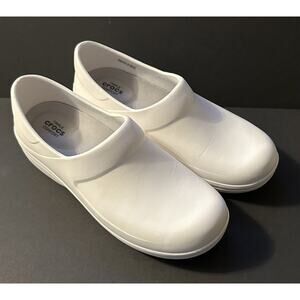 Crocs On The Clock Clogs Womens Shoes Size 11W Triple Comfort White NEW